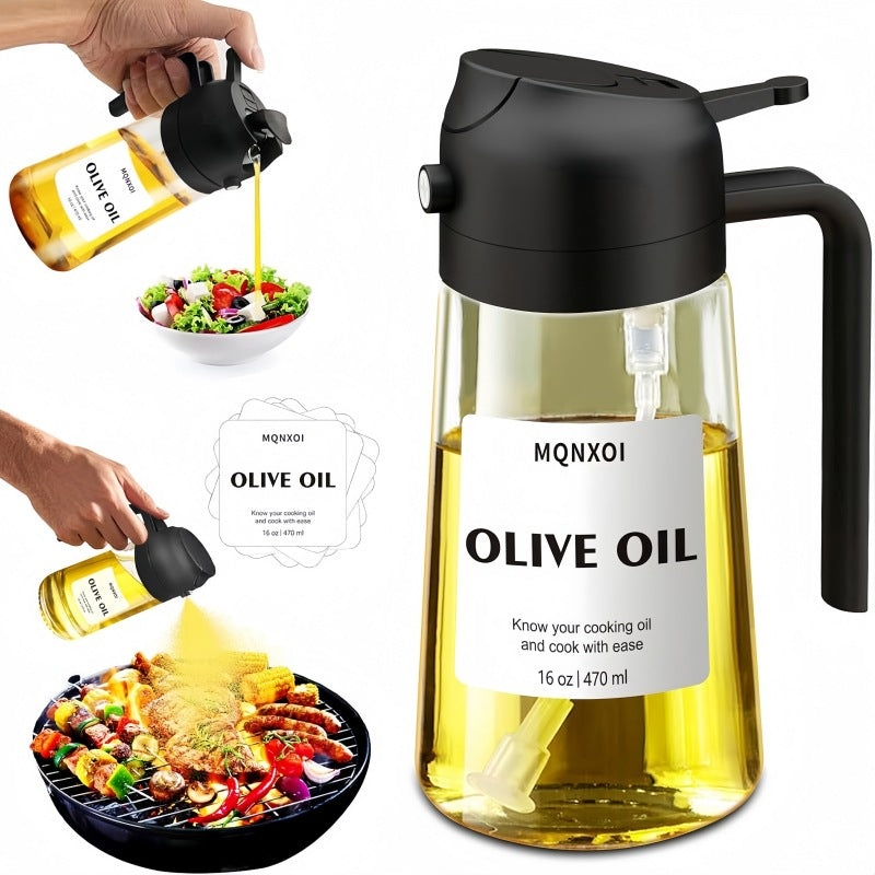 Glasölsprühflasche 470ml – 2-in-1 Sprühen & Gießen für Küche & Airfryer