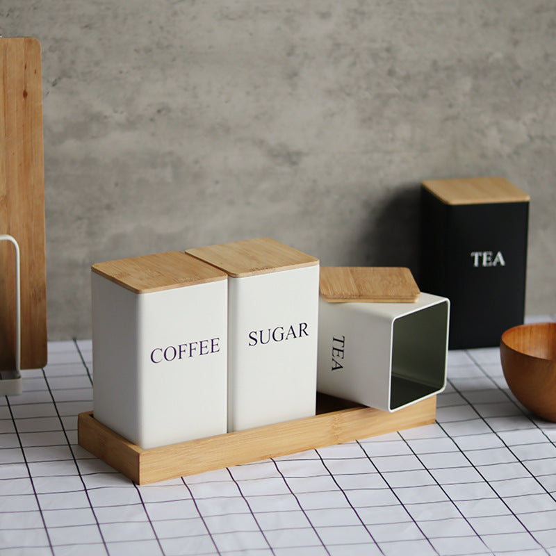 Kombinations-Set für Tee, Kaffee und Zucker – Weißblechdosen zur Aufbewahrung von Tee, Kaffee, Süßigkeiten, Teebeuteln oder Kapseln
