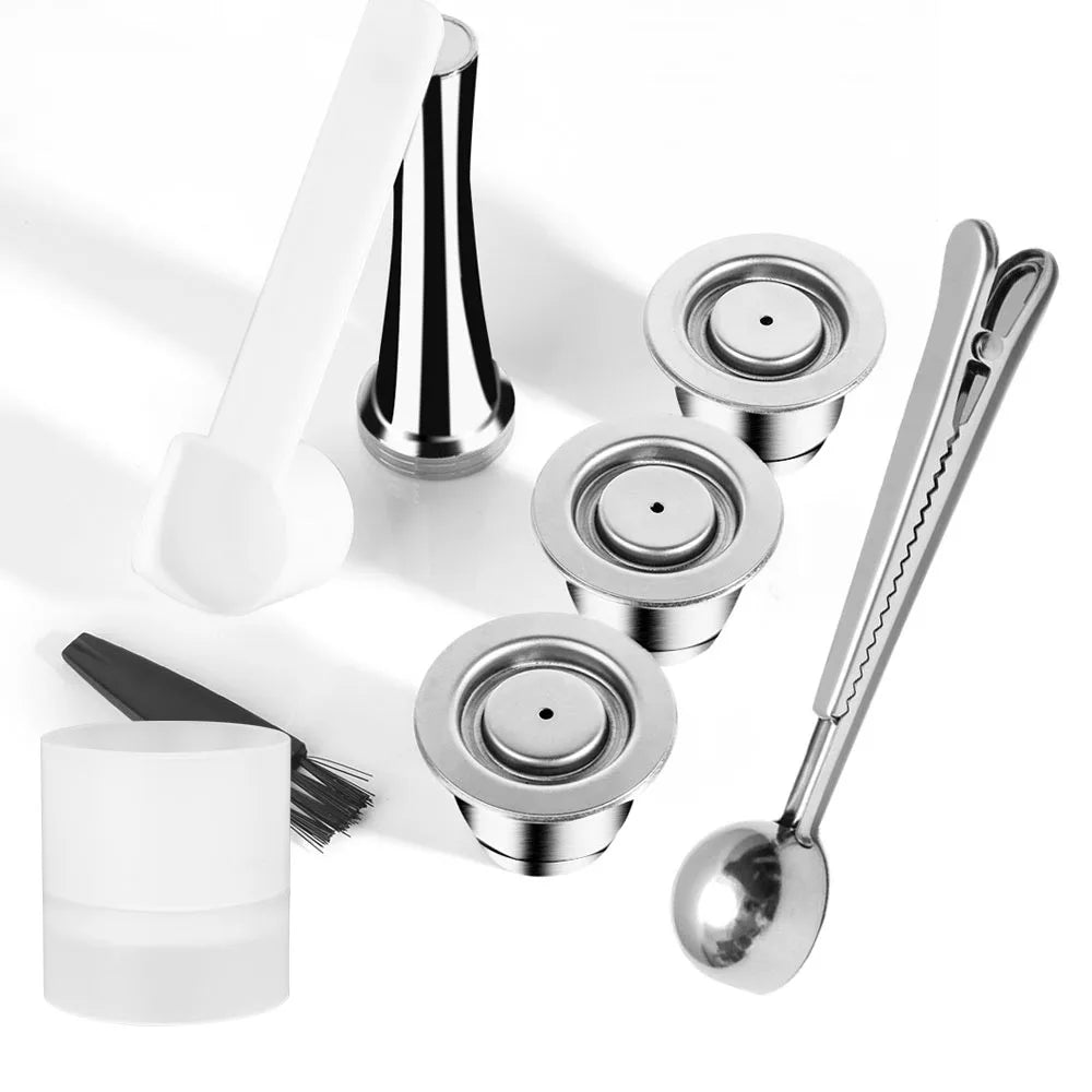 Wiederverwendbare Kaffeekapsel für Nespresso – Espresso Crema Cups aus Edelstahl, nachfüllbare Kaffeepods-Filter mit Tamper und Dosierring