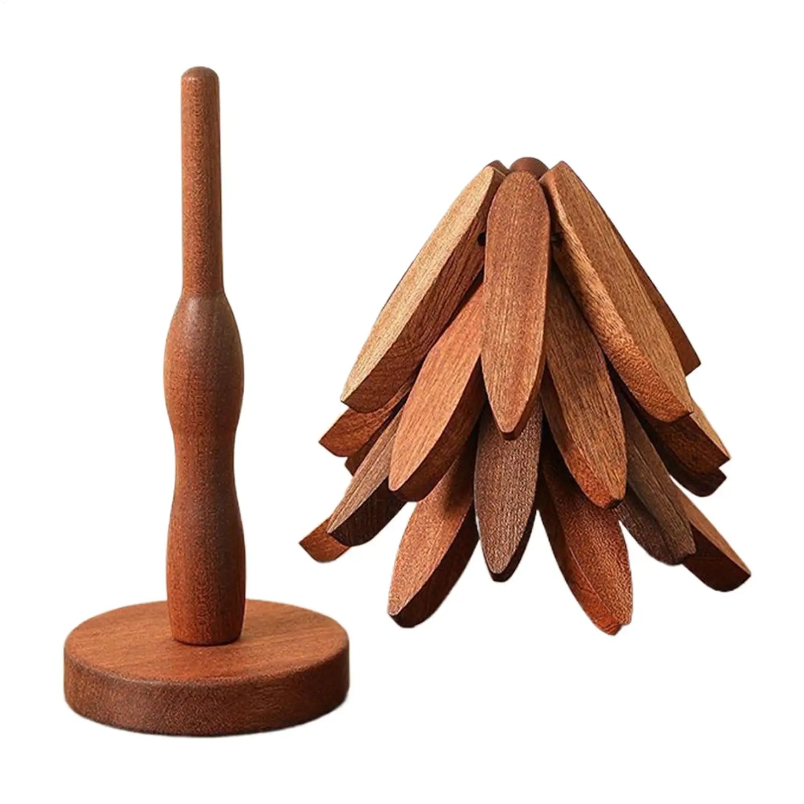Holz-Topfuntersetzer Baum – 4er Set mit Halter | Hitzeschutz & Tischdeko