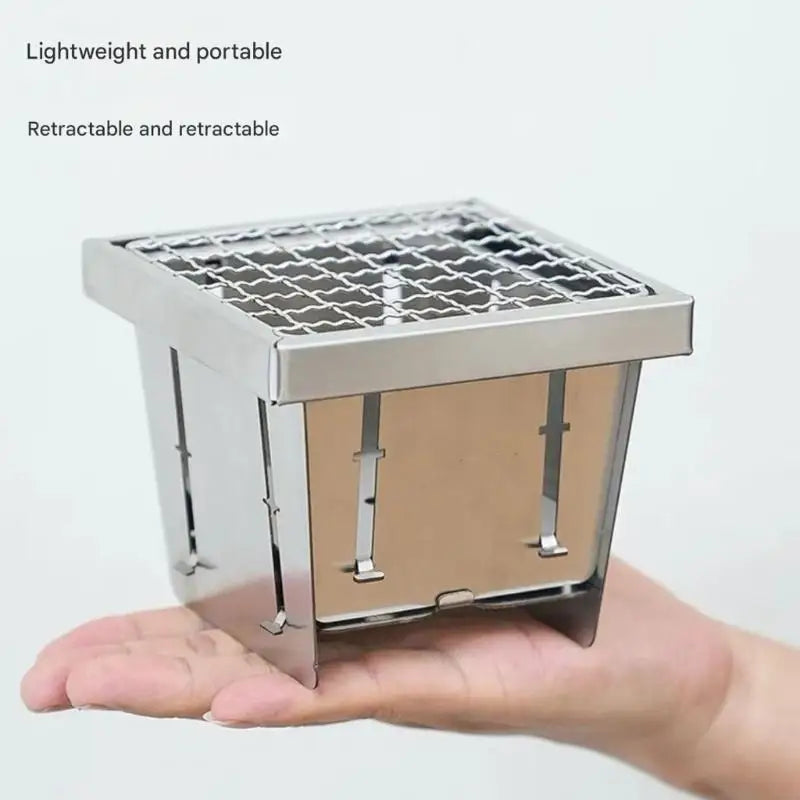 Teleskopierbare Holzkohlegrills aus Edelstahl – Faltbare Grills für Outdoor-Kochen, Reisen, Picknicks, Strand und Camping