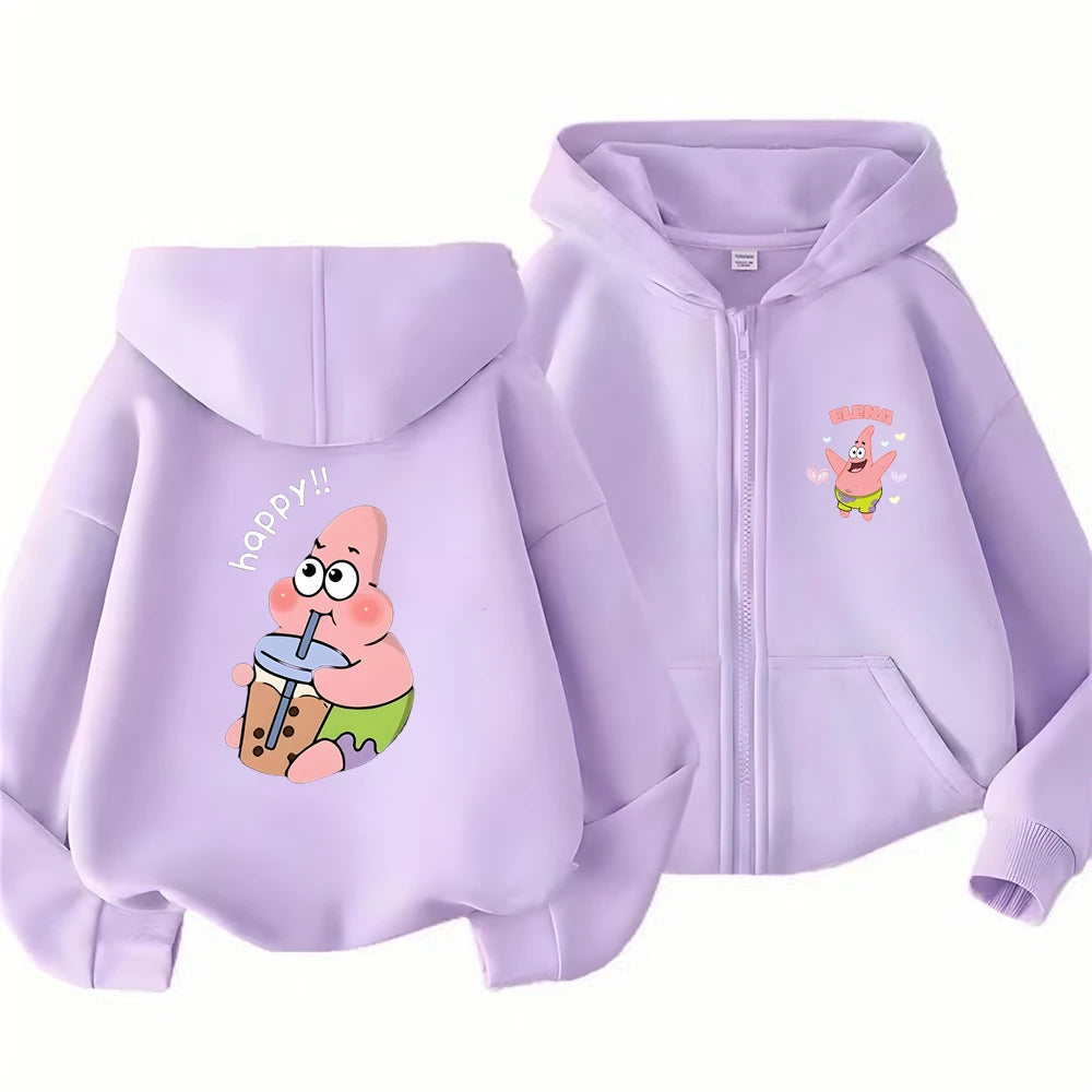 SpongeBob Schwammkopf Hoodie-Jacke für Kinder – Geschenkidee mit Reißverschluss – Mode für Mädchen und Jungen (3–12 Jahre) – Schwarz/Rosa