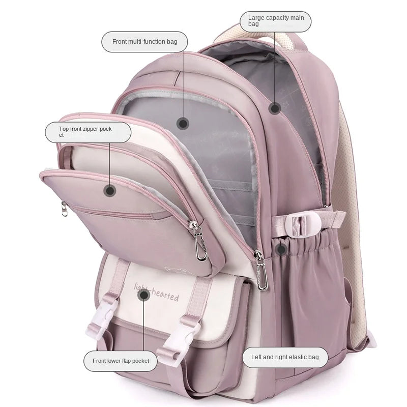 Modischer Schulrucksack für Mädchen – Laptop-Rucksack für Teenager, lässiger Reise- und Bücherrucksack, wasserdichte Schultasche für Kinder