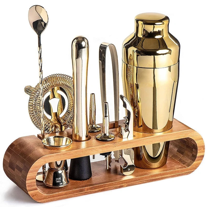 Cocktail Bar Set 10-teilig mit Bambus-Ständer – Profi-Barkeeper-Kit für zu Hause