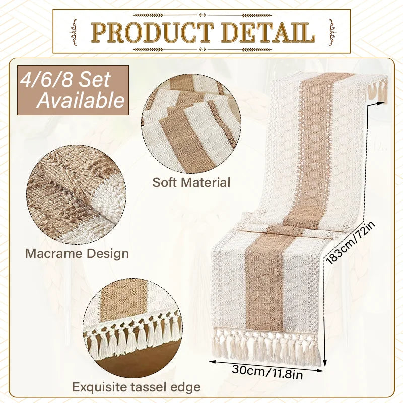 Boho Tischset – Tischläufer, Platzsets, Servietten & Ringe | 4/6/8er Set