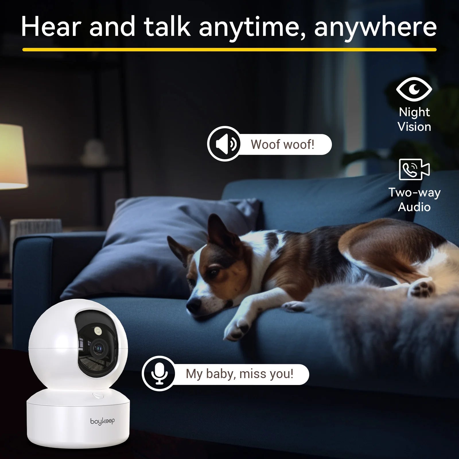 BoyKeep 2K WLAN-Überwachungskamera – 360° Schwenk, Nachtsicht, Zwei-Wege-Audio & Baby-Monitor