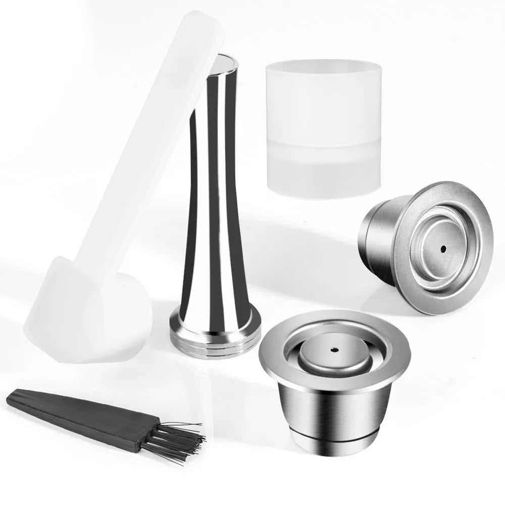 Wiederverwendbare Kaffeekapsel für Nespresso – Espresso Crema Cups aus Edelstahl, nachfüllbare Kaffeepods-Filter mit Tamper und Dosierring