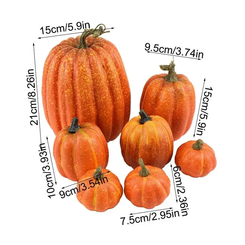 7-teiliges Kunstkürbis-Deko-Set – Weiß & Gelb | Herbst & Halloween Tischdekoration