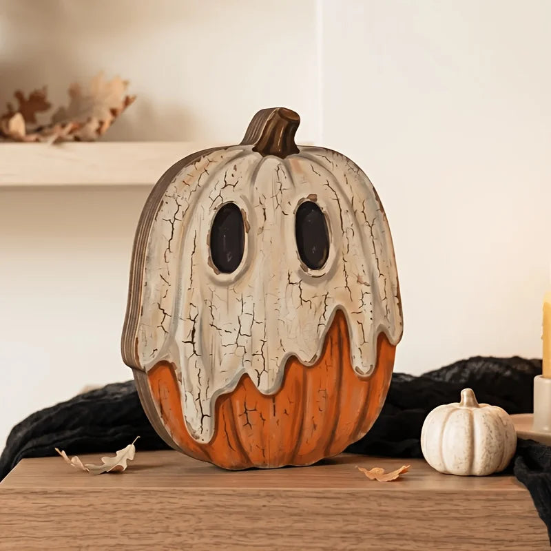 Halloween-Holzblock-Deko – Geister, Kürbisse & schwarze Katzen