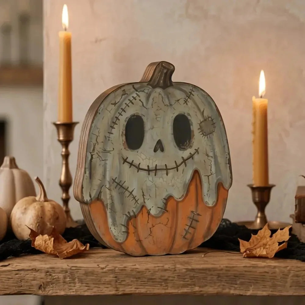 Halloween-Holzblock-Deko – Geister, Kürbisse & schwarze Katzen