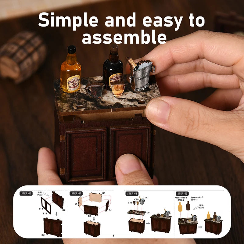 DIY Miniatur-Puppenhaus aus Holz – 3D-Bastelset mit Möbeln & Licht, Geschenkidee