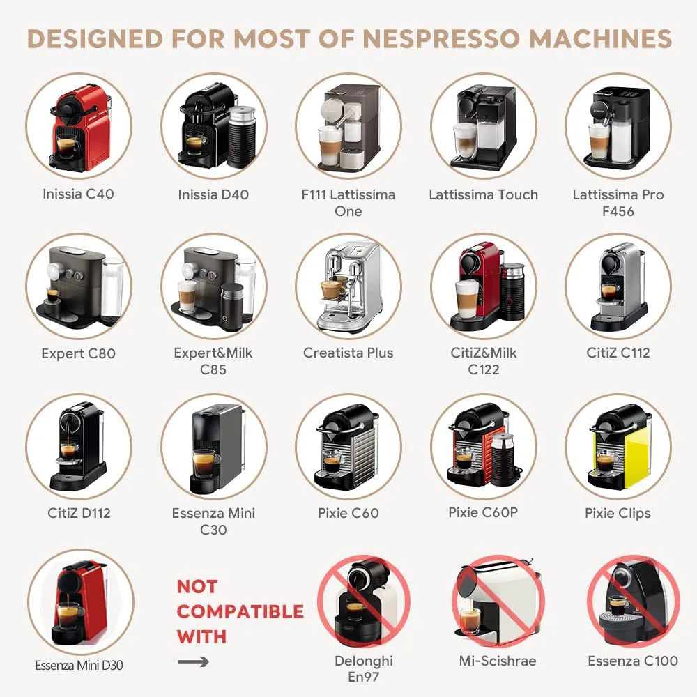 Wiederverwendbare Kaffeekapsel für Nespresso – Espresso Crema Cups aus Edelstahl, nachfüllbare Kaffeepods-Filter mit Tamper und Dosierring