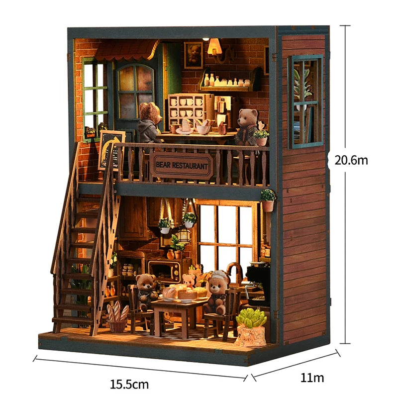 DIY Miniatur-Puppenhaus aus Holz – 3D-Bastelset mit Möbeln & Licht, Geschenkidee