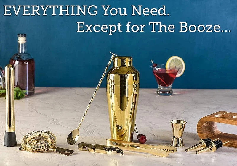 Cocktail Bar Set 10-teilig mit Bambus-Ständer – Profi-Barkeeper-Kit für zu Hause