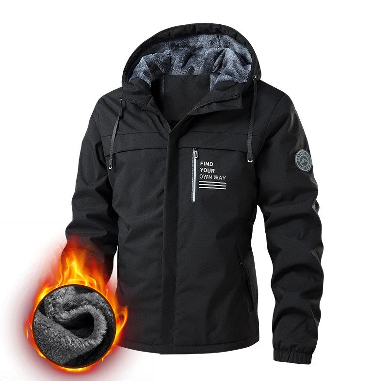 Warme, wattierte Herren-Winterjacke – Modischer Parka mit Kapuze, Fleecefutter und Thermofunktion – Winddichte Outdoor-Jacke für Ski, Schnee und Berge