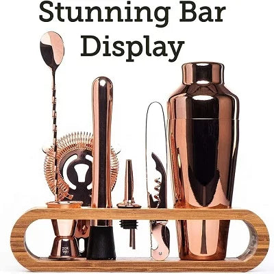 Cocktail Bar Set 10-teilig mit Bambus-Ständer – Profi-Barkeeper-Kit für zu Hause