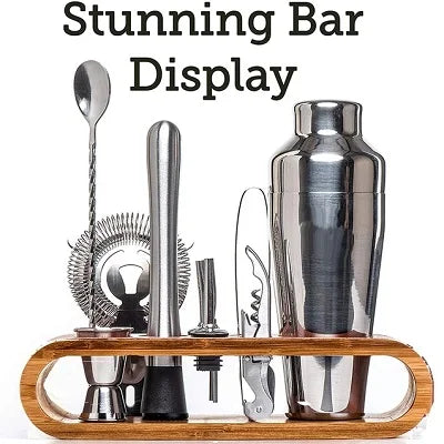 Cocktail Bar Set 10-teilig mit Bambus-Ständer – Profi-Barkeeper-Kit für zu Hause