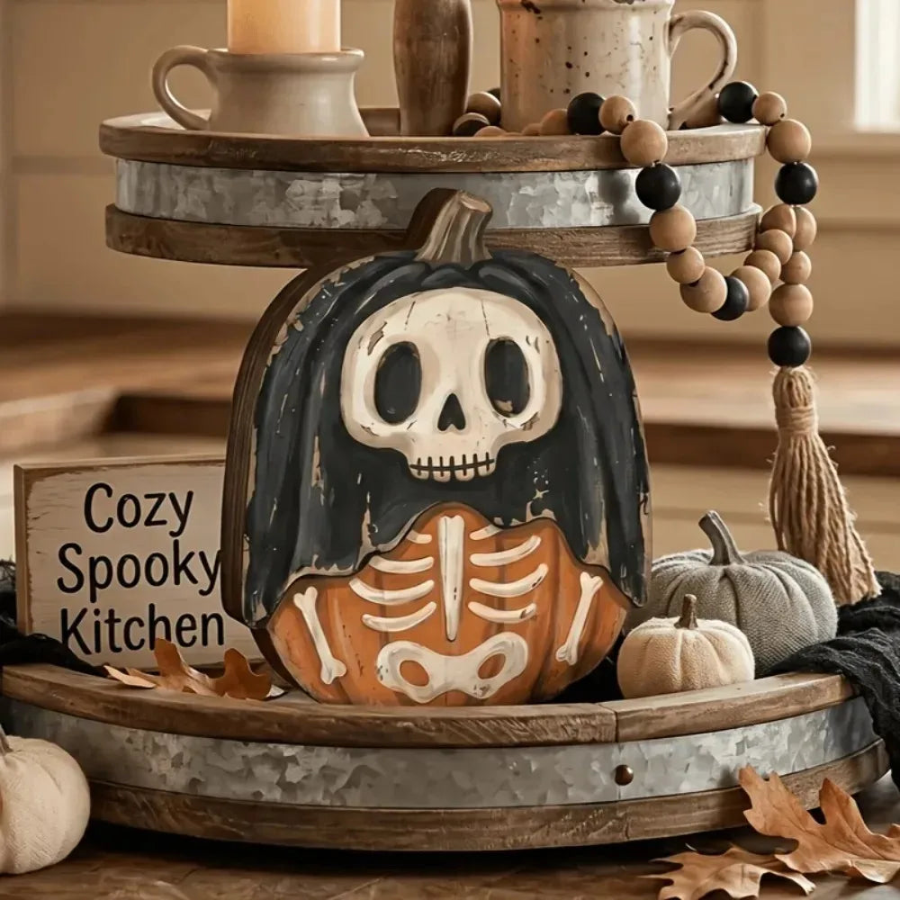 Halloween-Holzblock-Deko – Geister, Kürbisse & schwarze Katzen