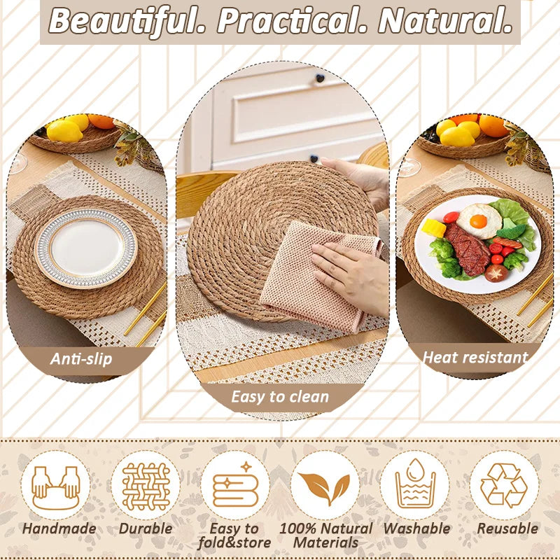 Boho Tischset – Tischläufer, Platzsets, Servietten & Ringe | 4/6/8er Set