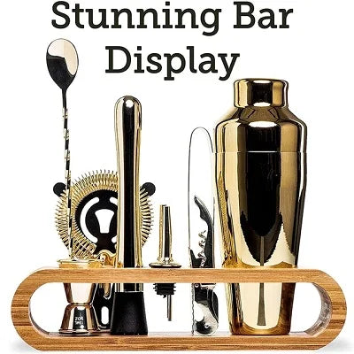 Cocktail Bar Set 10-teilig mit Bambus-Ständer – Profi-Barkeeper-Kit für zu Hause