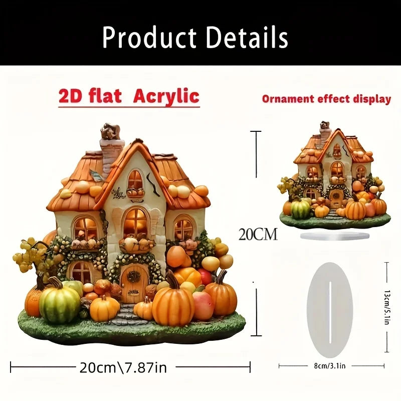 Acryl-Kürbishaus Deko – 2D Herbstdekoration für Kinderzimmer, Wohnzimmer & Büro