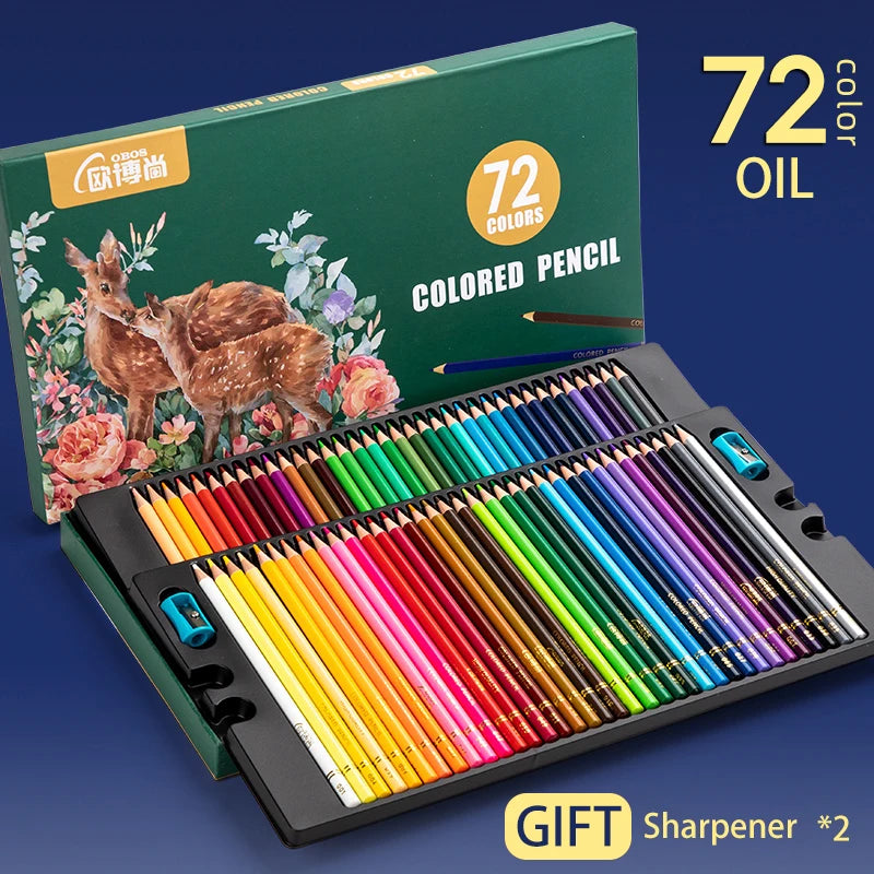 Professionelles Set mit 48/72/120/150/200 wasservermalbaren Buntstiften für Kunst und Zeichenbedarf