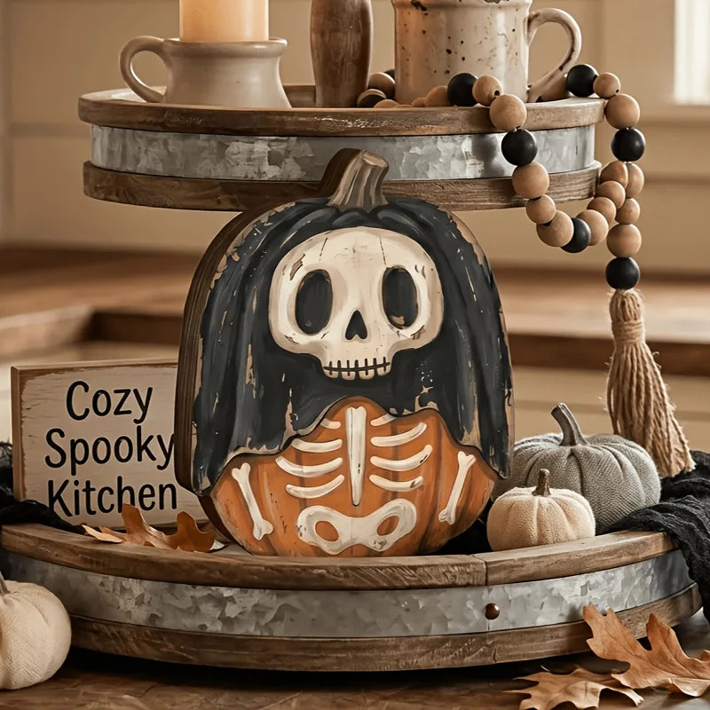 Halloween-Holzblock-Deko – Geister, Kürbisse & schwarze Katzen