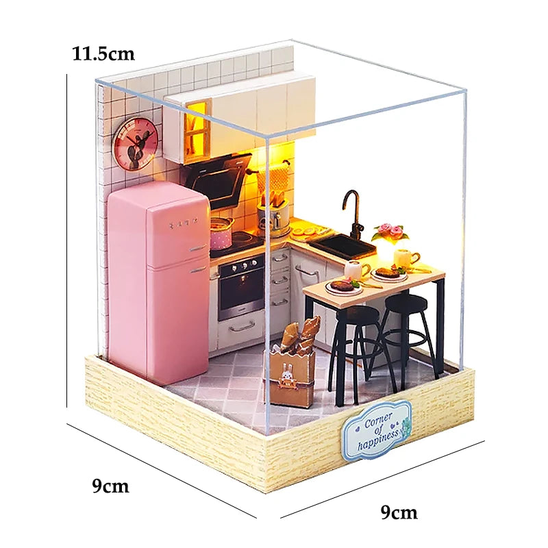DIY Miniatur-Puppenhaus aus Holz – 3D-Bastelset mit Möbeln & Licht, Geschenkidee