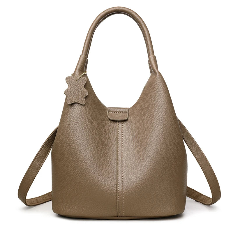 Trendige Damen-Handtasche aus weichem Kunstleder – Einfarbig, Große Kapazität, Schultertasche & Retro für Alltag und Shopping