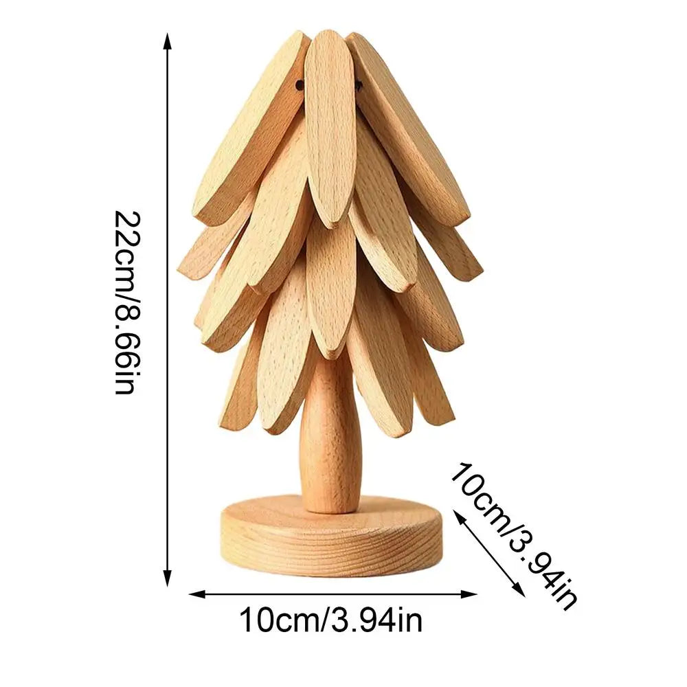 Holz-Topfuntersetzer Baum – 4er Set mit Halter | Hitzeschutz & Tischdeko
