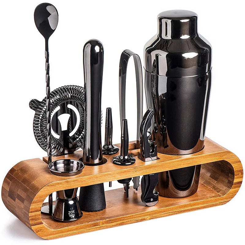 Cocktail Bar Set 10-teilig mit Bambus-Ständer – Profi-Barkeeper-Kit für zu Hause