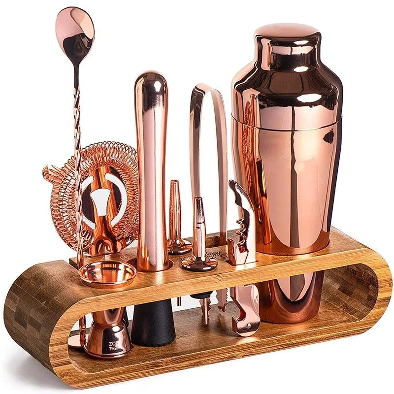 Cocktail Bar Set 10-teilig mit Bambus-Ständer – Profi-Barkeeper-Kit für zu Hause