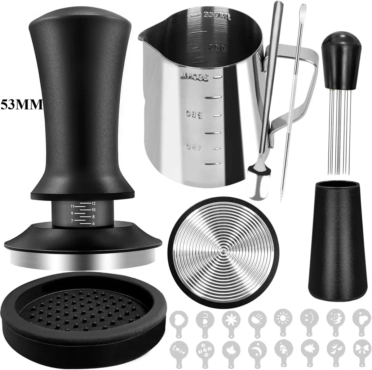 Espresso Barista Set 22-teilig – 51/53/58mm | WDT-Tool, Tamper, Milchkännchen & mehr