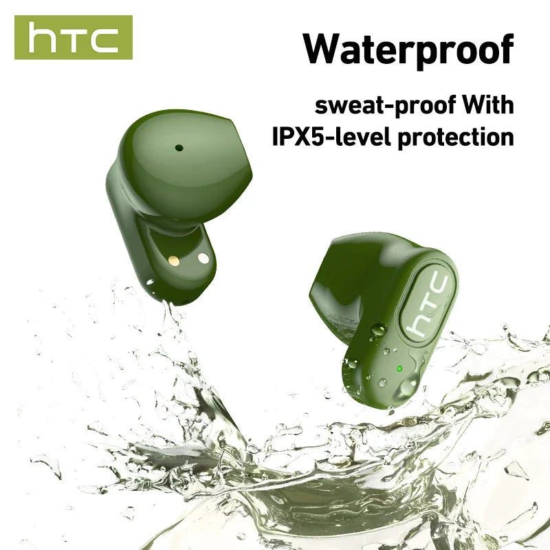 HTC NE51 Bluetooth Kopfhörer TWS Mini Ohrstöpsel Sport Kabellose Kopfhörer Intelligente Geräuschreduzierung Earbuds Grün Schwarz