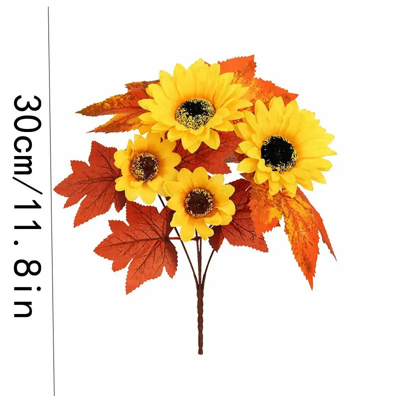 Kunstblumen Herbst-Bouquet – Seiden-Rosen & Sonnenblumen für Tisch, Hochzeit & Heimdeko