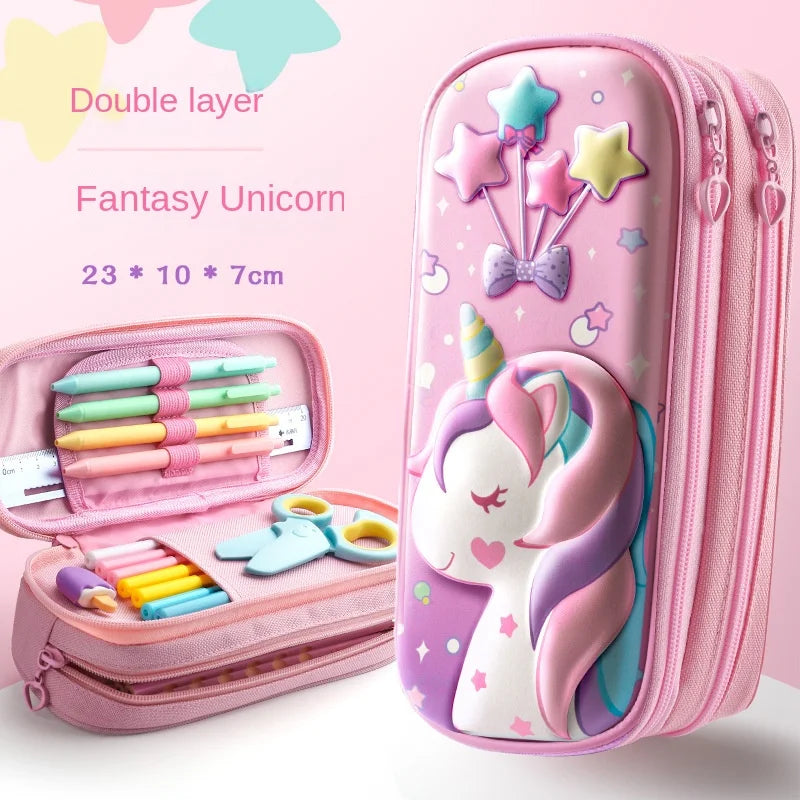 Süßes 3D-EVA-Federmäppchen im Einhorn-Design – Cartoon-Etui für Schreibwaren, Buntstifte und Stifte; ideal als Geschenk für Schülerinnen und für die Schulausstattung