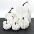 7-teiliges Kunstkürbis-Deko-Set – Weiß & Gelb | Herbst & Halloween Tischdekoration