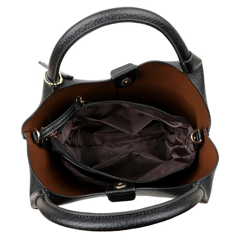 Trendige Damen-Handtasche aus weichem Kunstleder – Einfarbig, Große Kapazität, Schultertasche & Retro für Alltag und Shopping