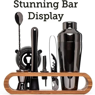 Cocktail Bar Set 10-teilig mit Bambus-Ständer – Profi-Barkeeper-Kit für zu Hause