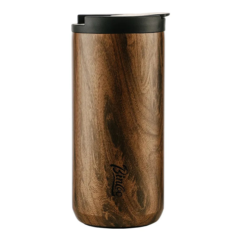 Thermobecher im Holzdesign – 400/500 ml | Vakuum-Isolierung aus 304er Edelstahl