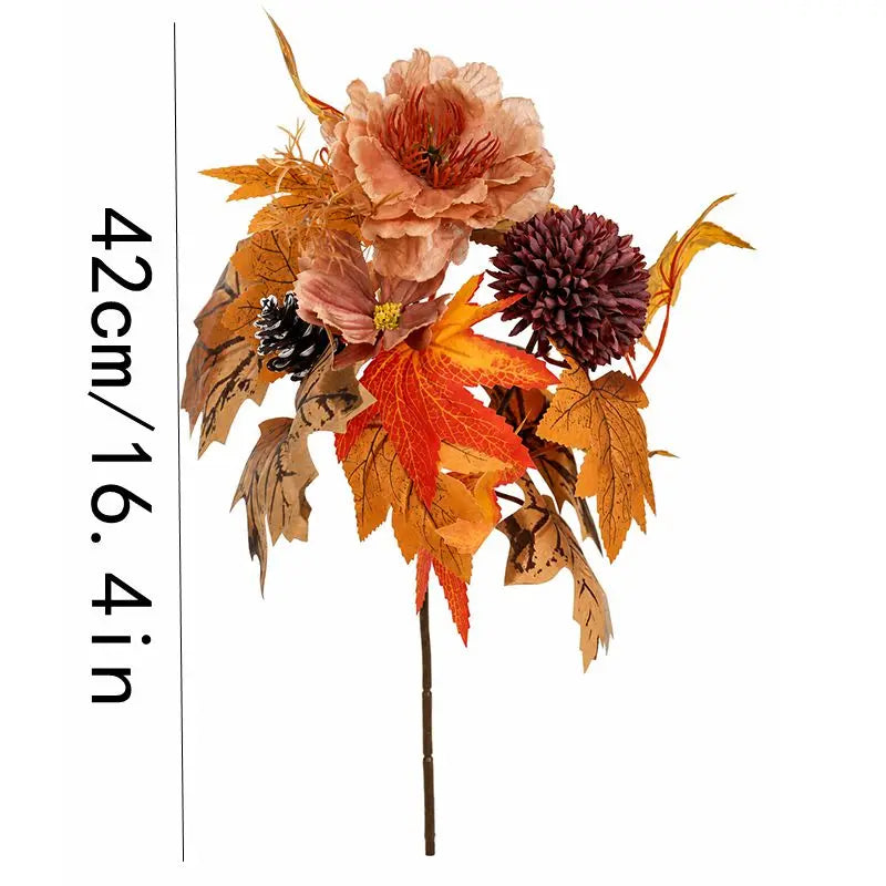Kunstblumen Herbst-Bouquet – Seiden-Rosen & Sonnenblumen für Tisch, Hochzeit & Heimdeko