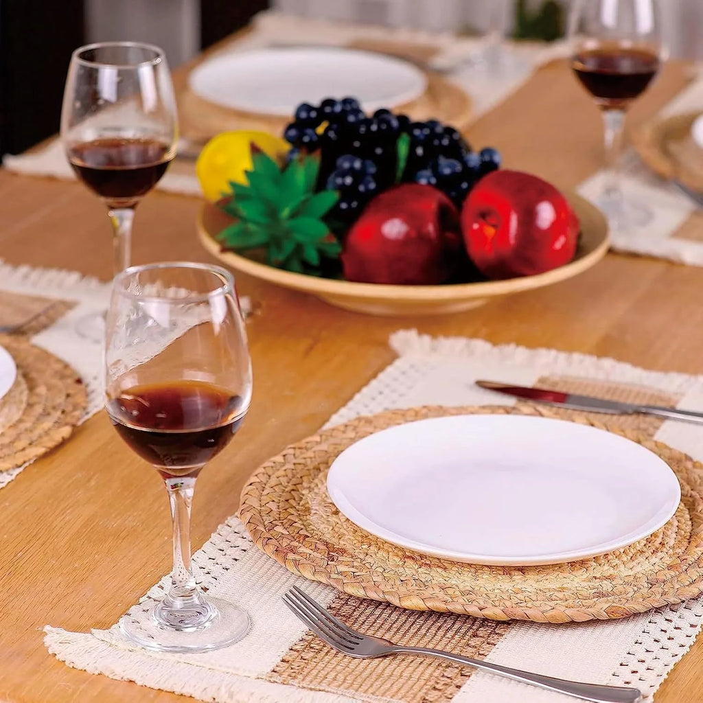 Handgemachte Boho Tischsets – Baumwolle, Jute & Wassergras geflochten | 1 Set