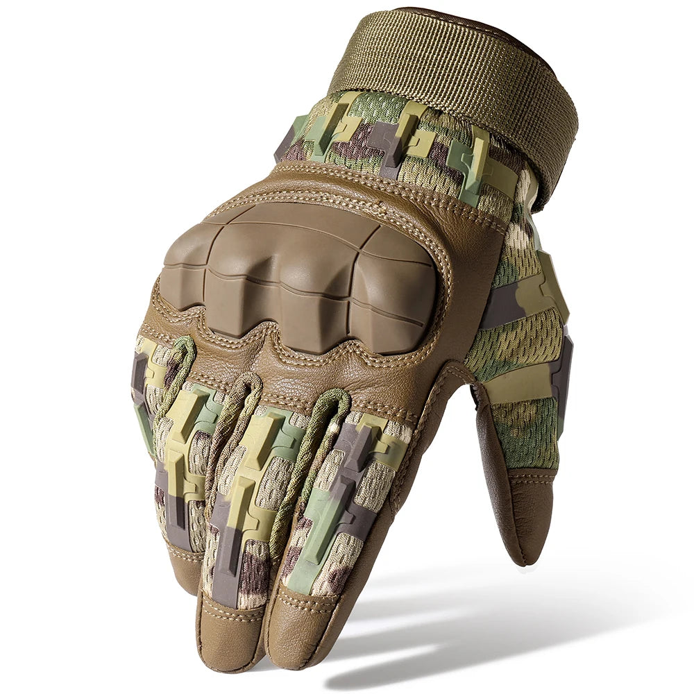 Taktische Touchscreen-Handschuhe aus PU-Leder – Vollfinger, rutschfest, für Outdoor & Sport