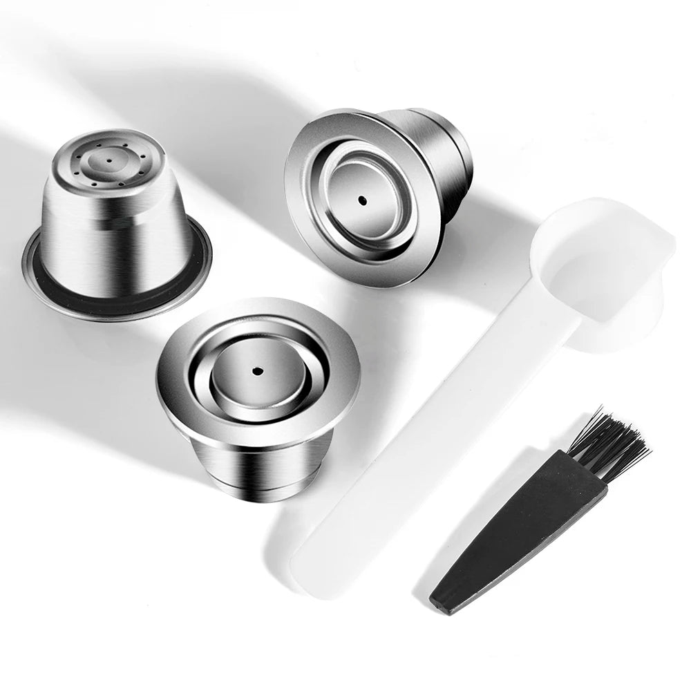 Wiederverwendbare Kaffeekapsel für Nespresso – Espresso Crema Cups aus Edelstahl, nachfüllbare Kaffeepods-Filter mit Tamper und Dosierring