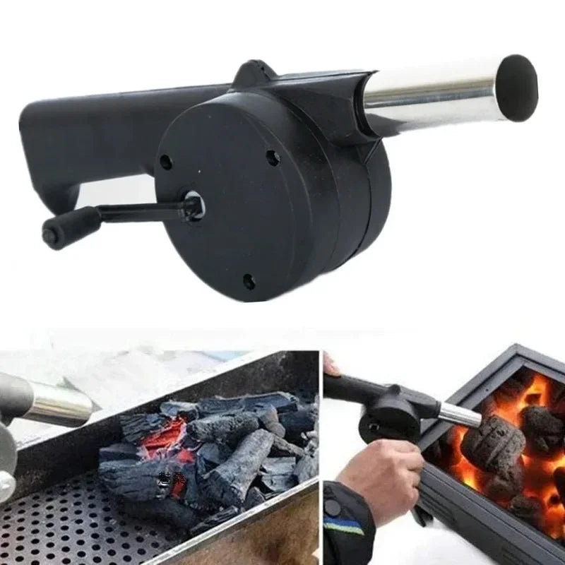 BBQ-Ventilator, Luftgebläse, Schnellanzünder, tragbar, manuell, Handkurbel, für Outdoor-Picknick, Camping, Grillen, Holzkohlegrills, Herd