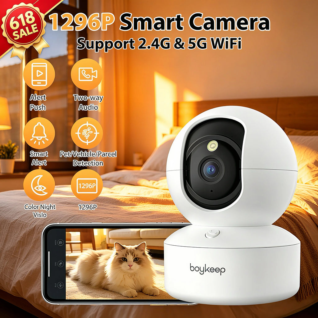 BoyKeep 2K WLAN-Überwachungskamera – 360° Schwenk, Nachtsicht, Zwei-Wege-Audio & Baby-Monitor