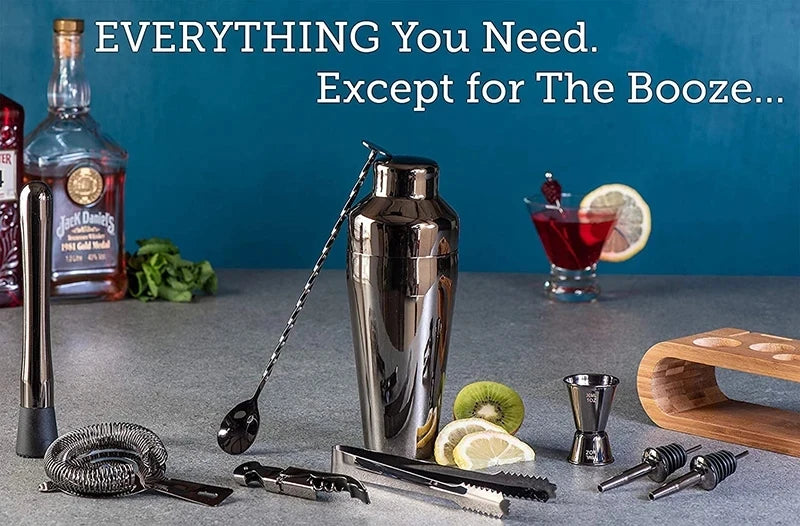 Cocktail Bar Set 10-teilig mit Bambus-Ständer – Profi-Barkeeper-Kit für zu Hause