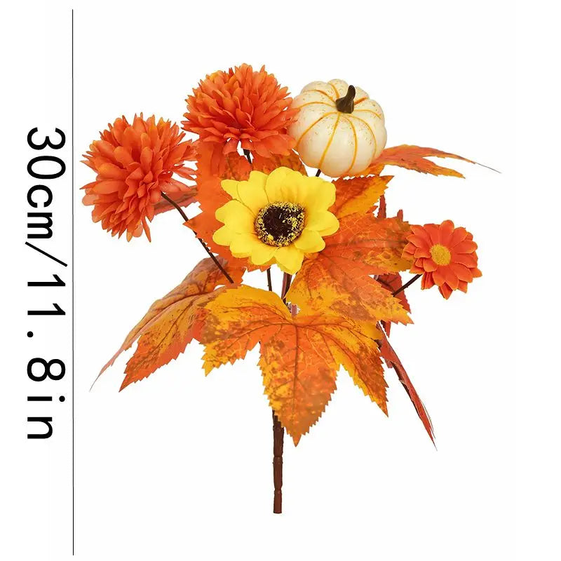 Kunstblumen Herbst-Bouquet – Seiden-Rosen & Sonnenblumen für Tisch, Hochzeit & Heimdeko